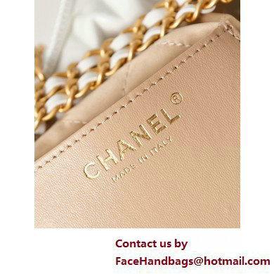 Chanel Shiny Calfskin  &  Gold-Tone Metal CHANEL 22 Mini Handbag AS3980 White